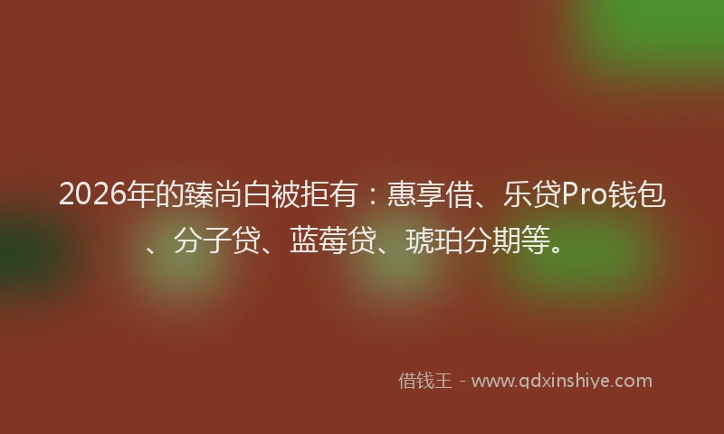 2026年的臻尚白被拒有：惠享借、乐贷Pro钱包、分子贷、蓝莓贷、琥珀分期等。