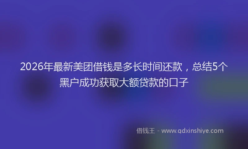 2026年最新美团借钱是多长时间还款，总结5个黑户成功获取大额贷款的口子