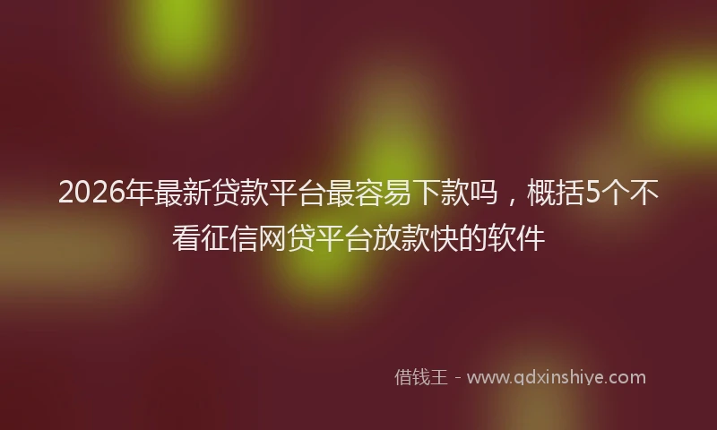 2026年最新贷款平台最容易下款吗，概括5个不看征信网贷平台放款快的软件
