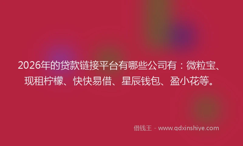 2026年的贷款链接平台有哪些公司有：微粒宝、现租柠檬、快快易借、星辰钱包、盈小花等。