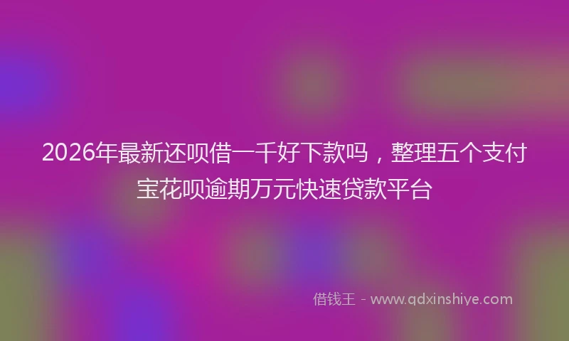 2026年最新还呗借一千好下款吗，整理五个支付宝花呗逾期万元快速贷款平台
