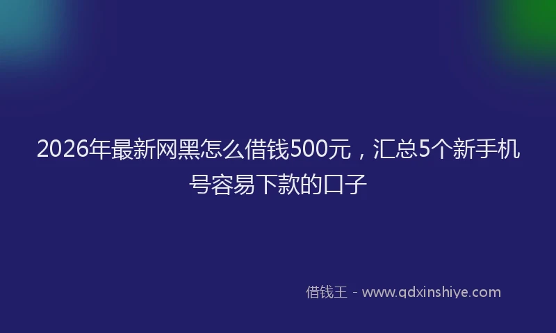 2026年最新网黑怎么借钱500元，汇总5个新手机号容易下款的口子