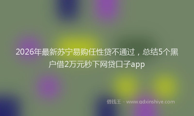 2026年最新苏宁易购任性贷不通过，总结5个黑户借2万元秒下网贷口子app