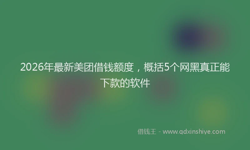 2026年最新美团借钱额度，概括5个网黑真正能下款的软件