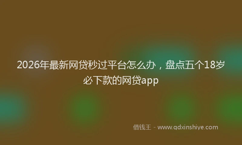 2026年最新网贷秒过平台怎么办，盘点五个18岁必下款的网贷app