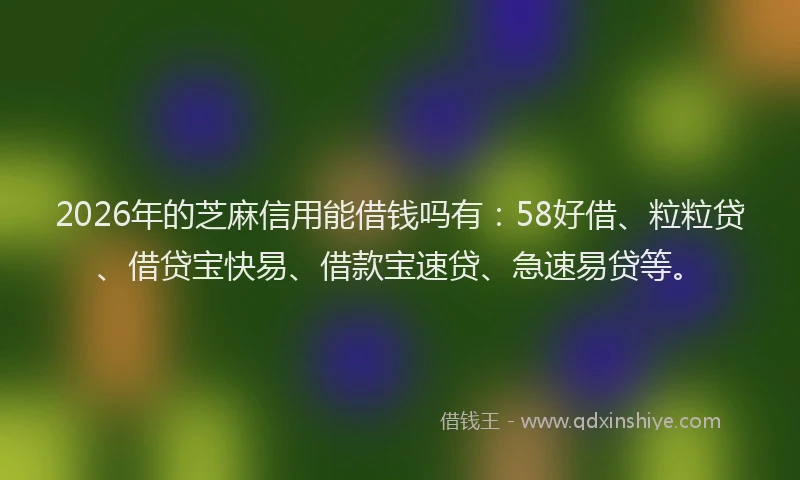 2026年的芝麻信用能借钱吗有：58好借、粒粒贷、借贷宝快易、借款宝速贷、急速易贷等。