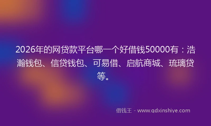 2026年的网贷款平台哪一个好借钱50000有：浩瀚钱包、信贷钱包、可易借、启航商城、琉璃贷等。