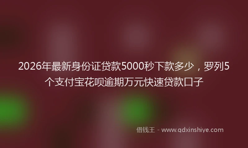 2026年最新身份证贷款5000秒下款多少，罗列5个支付宝花呗逾期万元快速贷款口子
