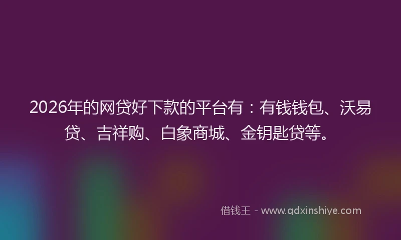 2026年的网贷好下款的平台有：有钱钱包、沃易贷、吉祥购、白象商城、金钥匙贷等。