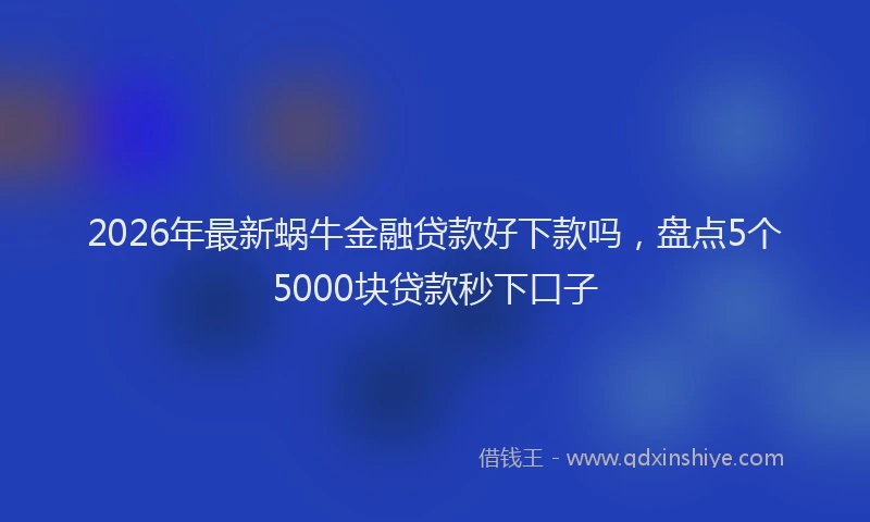 2026年最新蜗牛金融贷款好下款吗，盘点5个5000块贷款秒下口子