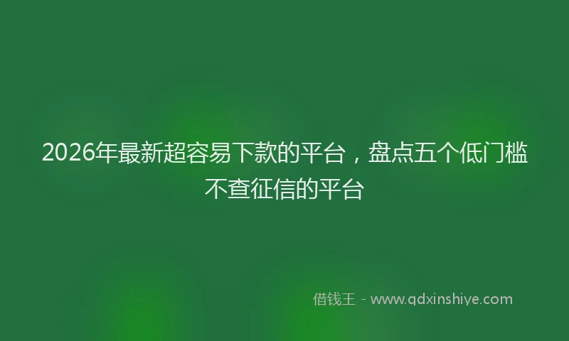 2026年最新超容易下款的平台，盘点五个低门槛不查征信的平台