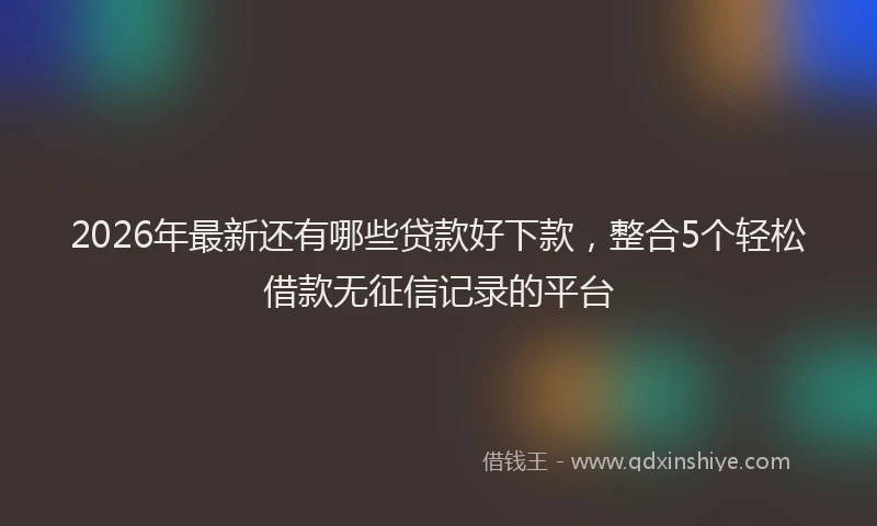 2026年最新还有哪些贷款好下款，整合5个轻松借款无征信记录的平台