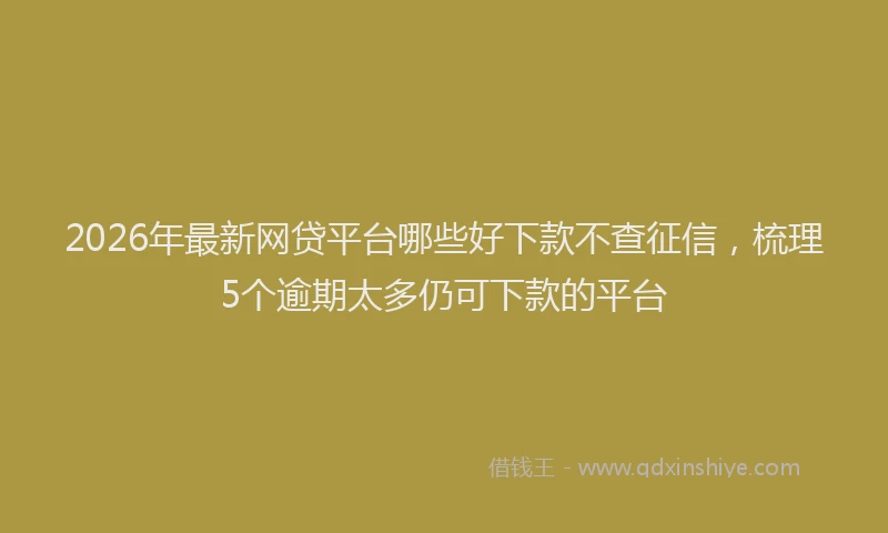 2026年最新网贷平台哪些好下款不查征信，梳理5个逾期太多仍可下款的平台