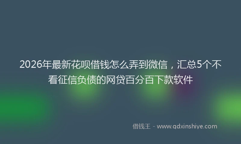 2026年最新花呗借钱怎么弄到微信，汇总5个不看征信负债的网贷百分百下款软件