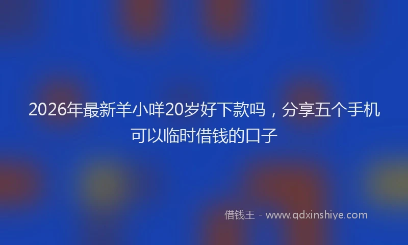 2026年最新羊小咩20岁好下款吗，分享五个手机可以临时借钱的口子
