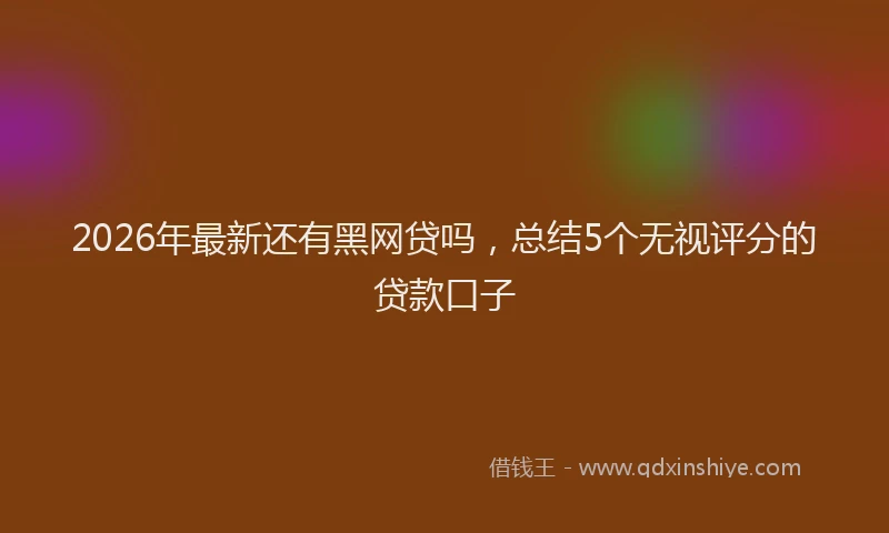 2026年最新还有黑网贷吗，总结5个无视评分的贷款口子