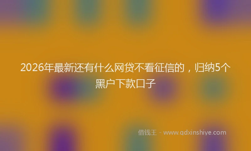 2026年最新还有什么网贷不看征信的，归纳5个黑户下款口子