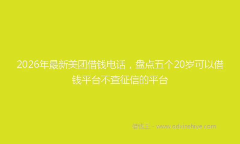 2026年最新美团借钱电话，盘点五个20岁可以借钱平台不查征信的平台