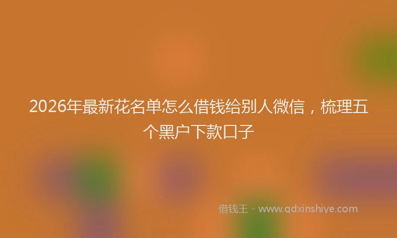 2026年最新花名单怎么借钱给别人微信，梳理五个黑户下款口子