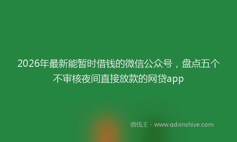 2026年最新能暂时借钱的微信公众号，盘点五个不审核夜间直接放款的网贷app