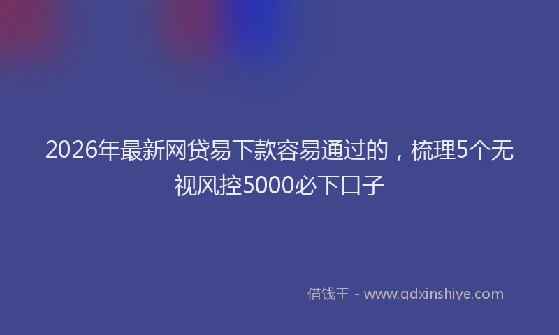 2026年最新网贷易下款容易通过的，梳理5个无视风控5000必下口子
