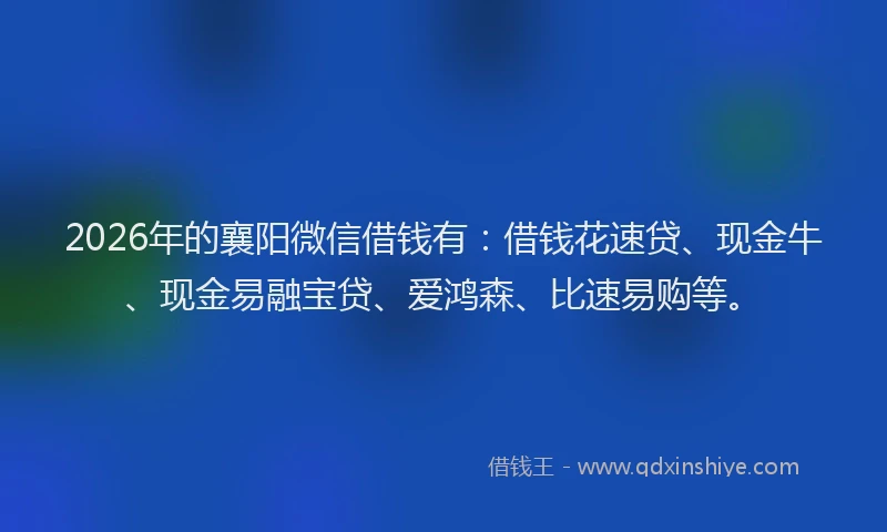 2026年的襄阳微信借钱有：借钱花速贷、现金牛、现金易融宝贷、爱鸿森、比速易购等。