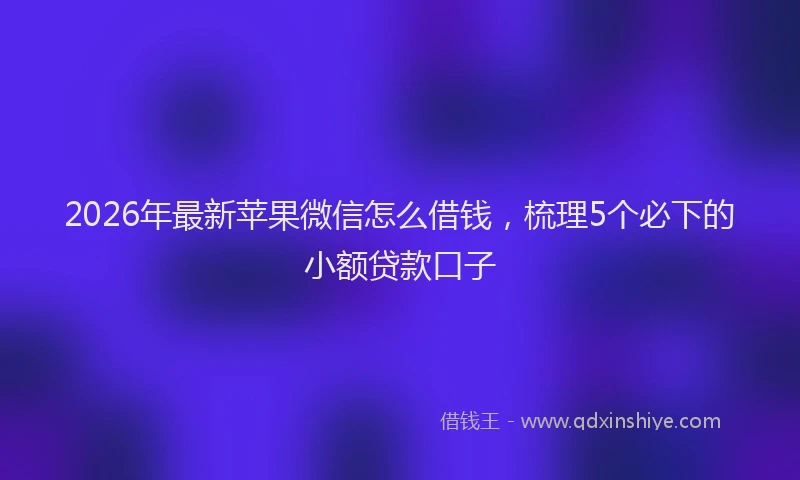 2026年最新苹果微信怎么借钱，梳理5个必下的小额贷款口子