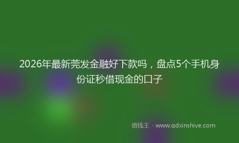 2026年最新莞发金融好下款吗，盘点5个手机身份证秒借现金的口子