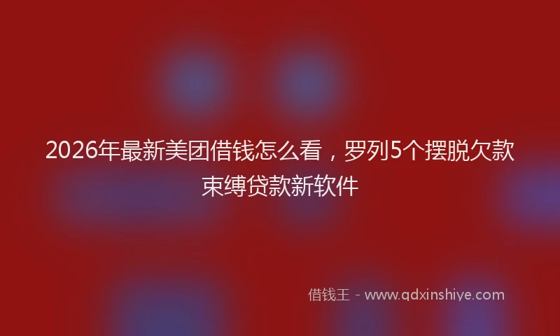 2026年最新美团借钱怎么看，罗列5个摆脱欠款束缚贷款新软件