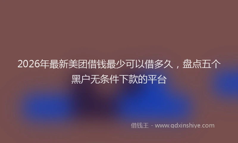 2026年最新美团借钱最少可以借多久，盘点五个黑户无条件下款的平台