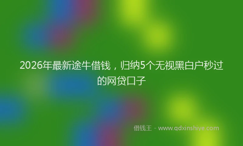 2026年最新途牛借钱，归纳5个无视黑白户秒过的网贷口子