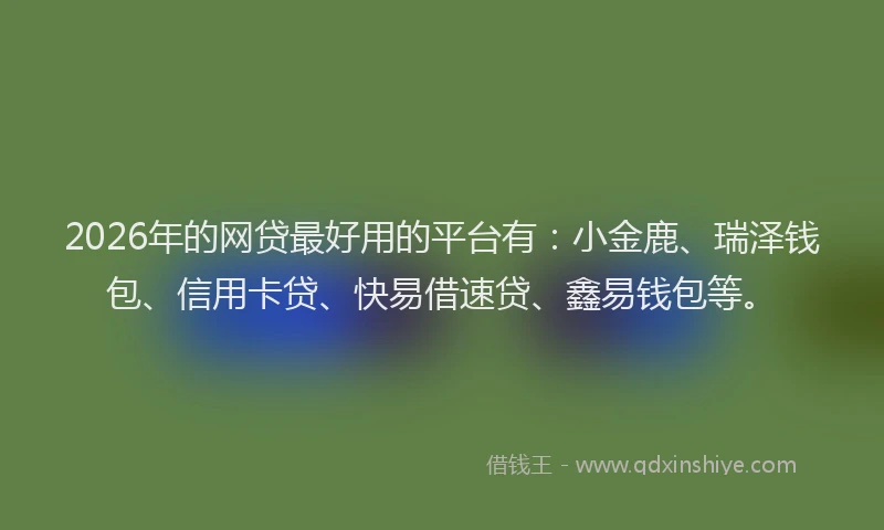 2026年的网贷最好用的平台有：小金鹿、瑞泽钱包、信用卡贷、快易借速贷、鑫易钱包等。