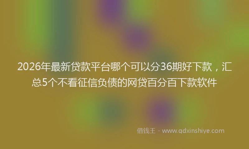 2026年最新贷款平台哪个可以分36期好下款，汇总5个不看征信负债的网贷百分百下款软件