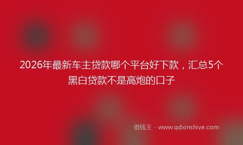 2026年最新车主贷款哪个平台好下款，汇总5个黑白贷款不是高炮的口子