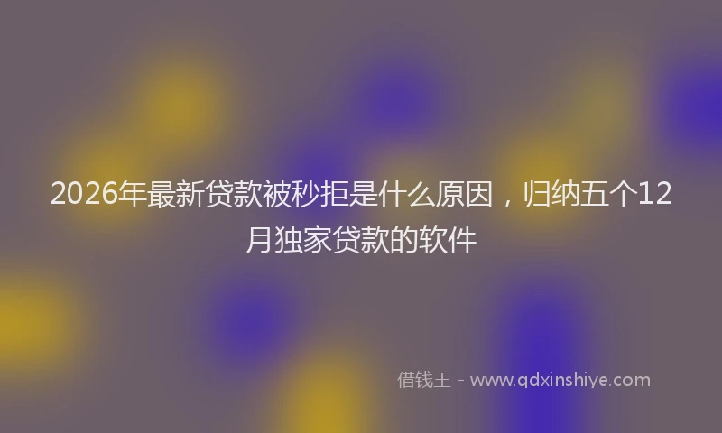 2026年最新贷款被秒拒是什么原因，归纳五个12月独家贷款的软件