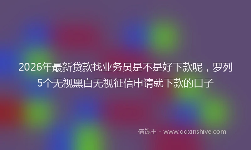 2026年最新贷款找业务员是不是好下款呢，罗列5个无视黑白无视征信申请就下款的口子