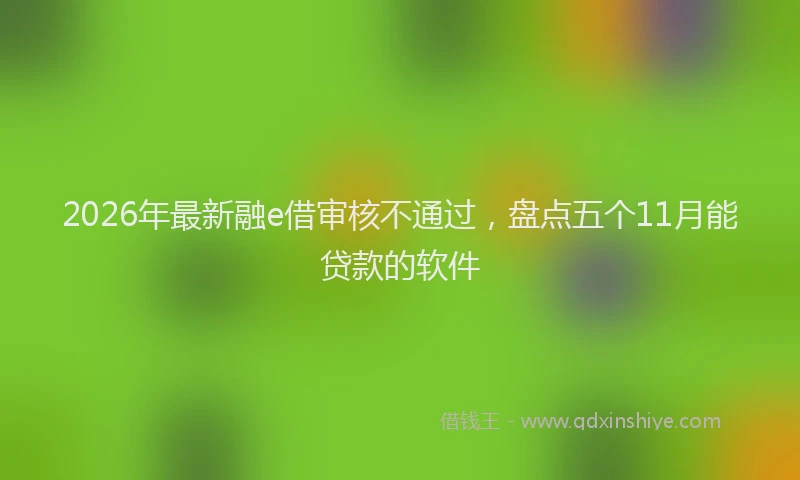 2026年最新融e借审核不通过，盘点五个11月能贷款的软件