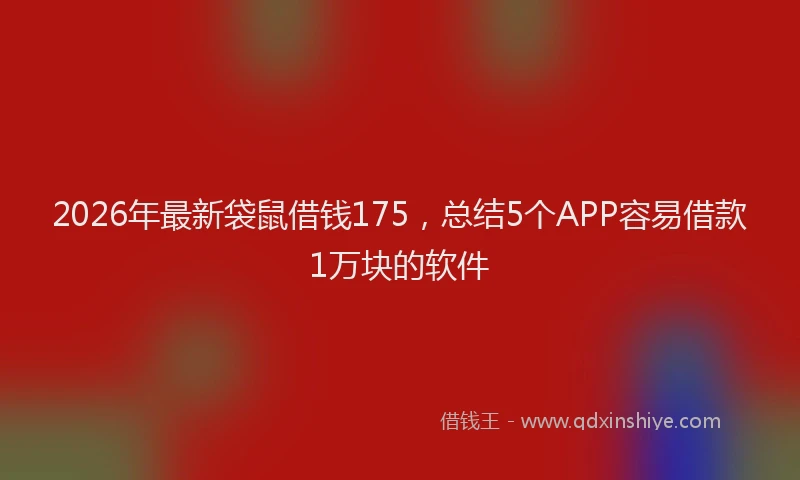 2026年最新袋鼠借钱175，总结5个APP容易借款1万块的软件