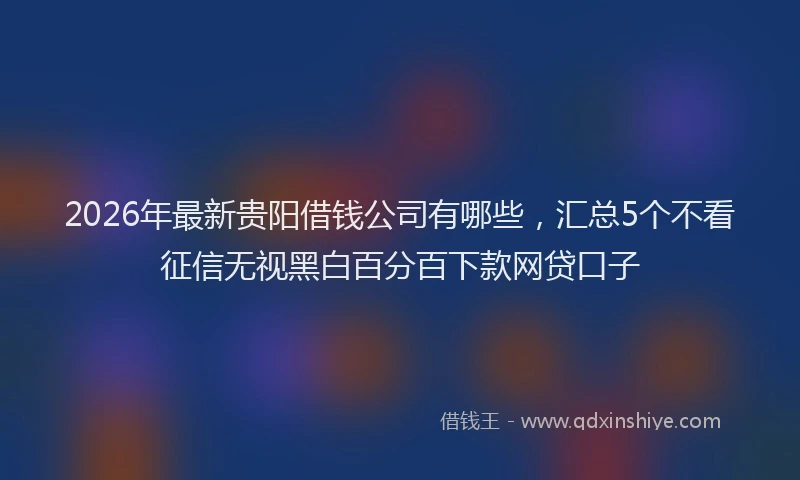 2026年最新贵阳借钱公司有哪些，汇总5个不看征信无视黑白百分百下款网贷口子