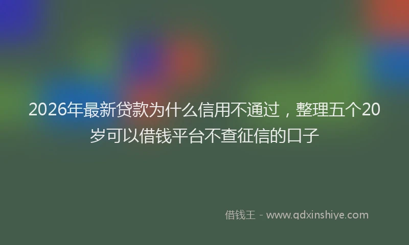 2026年最新贷款为什么信用不通过，整理五个20岁可以借钱平台不查征信的口子