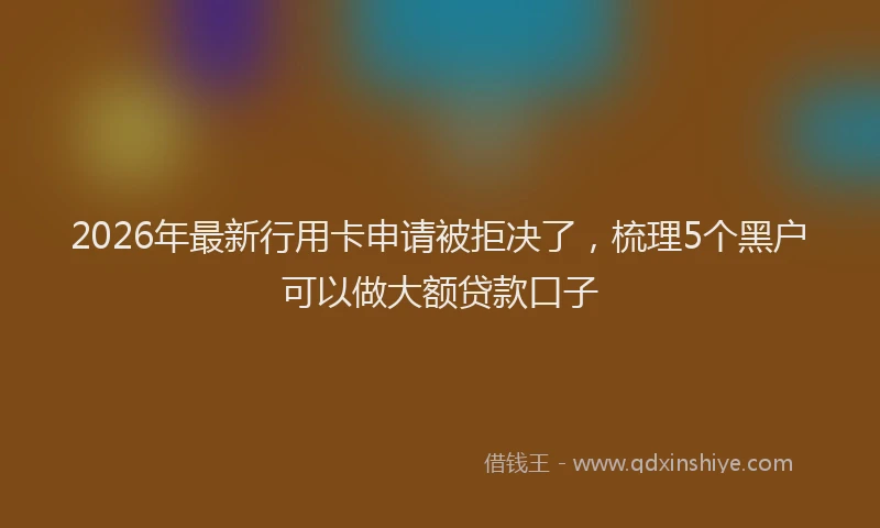 2026年最新行用卡申请被拒决了，梳理5个黑户可以做大额贷款口子