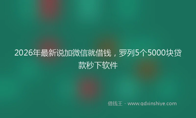 2026年最新说加微信就借钱，罗列5个5000块贷款秒下软件