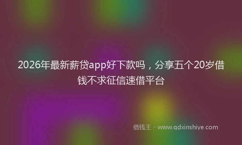 2026年最新薪贷app好下款吗，分享五个20岁借钱不求征信速借平台