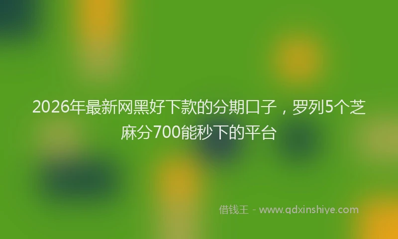 2026年最新网黑好下款的分期口子，罗列5个芝麻分700能秒下的平台
