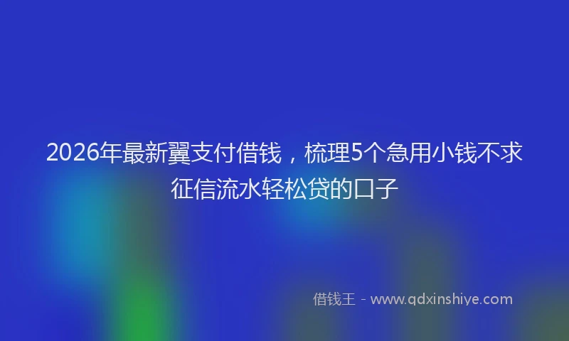 2026年最新翼支付借钱，梳理5个急用小钱不求征信流水轻松贷的口子