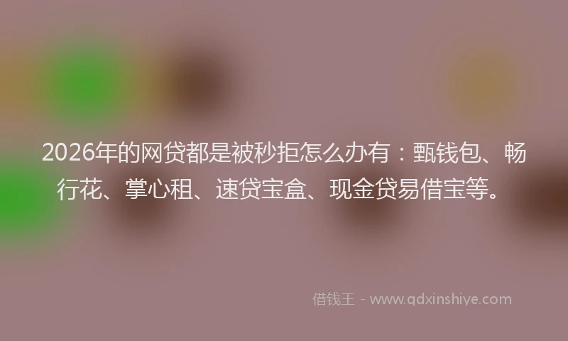 2026年的网贷都是被秒拒怎么办有：甄钱包、畅行花、掌心租、速贷宝盒、现金贷易借宝等。