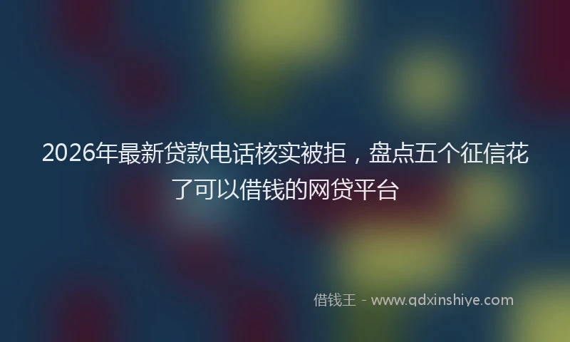 2026年最新贷款电话核实被拒，盘点五个征信花了可以借钱的网贷平台