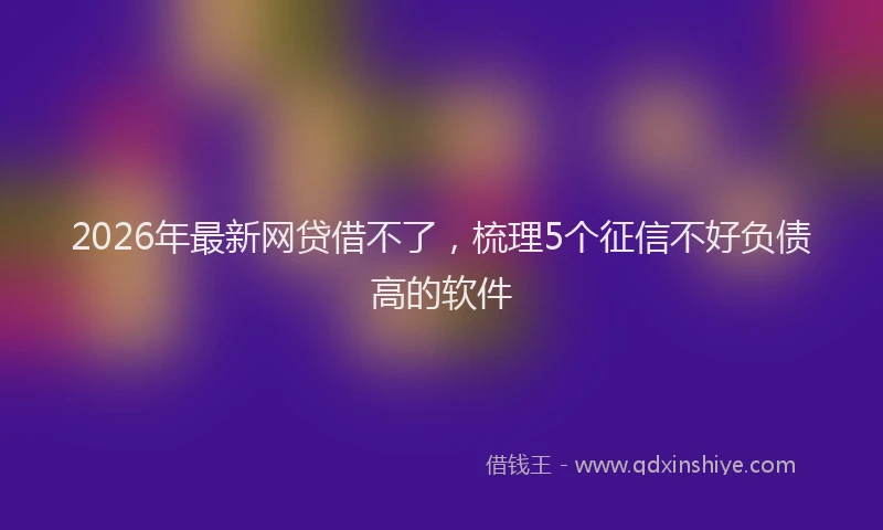 2026年最新网贷借不了，梳理5个征信不好负债高的软件