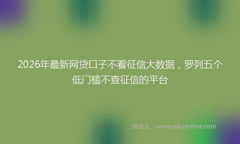 2026年最新网贷口子不看征信大数据，罗列五个低门槛不查征信的平台