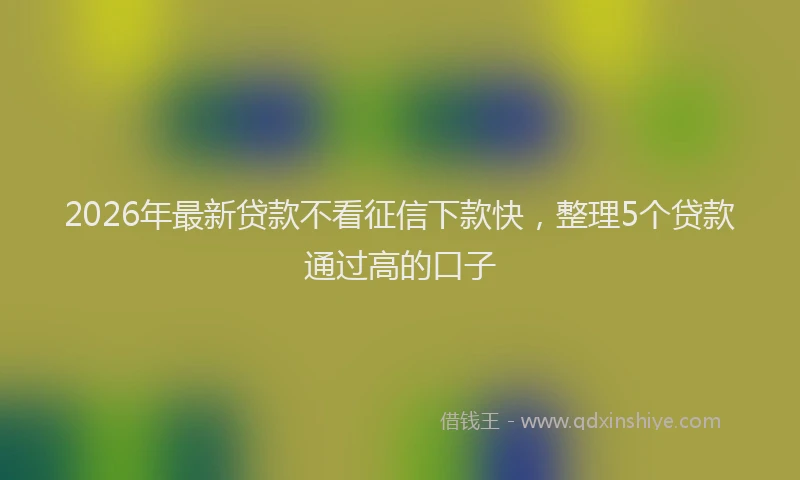2026年最新贷款不看征信下款快，整理5个贷款通过高的口子